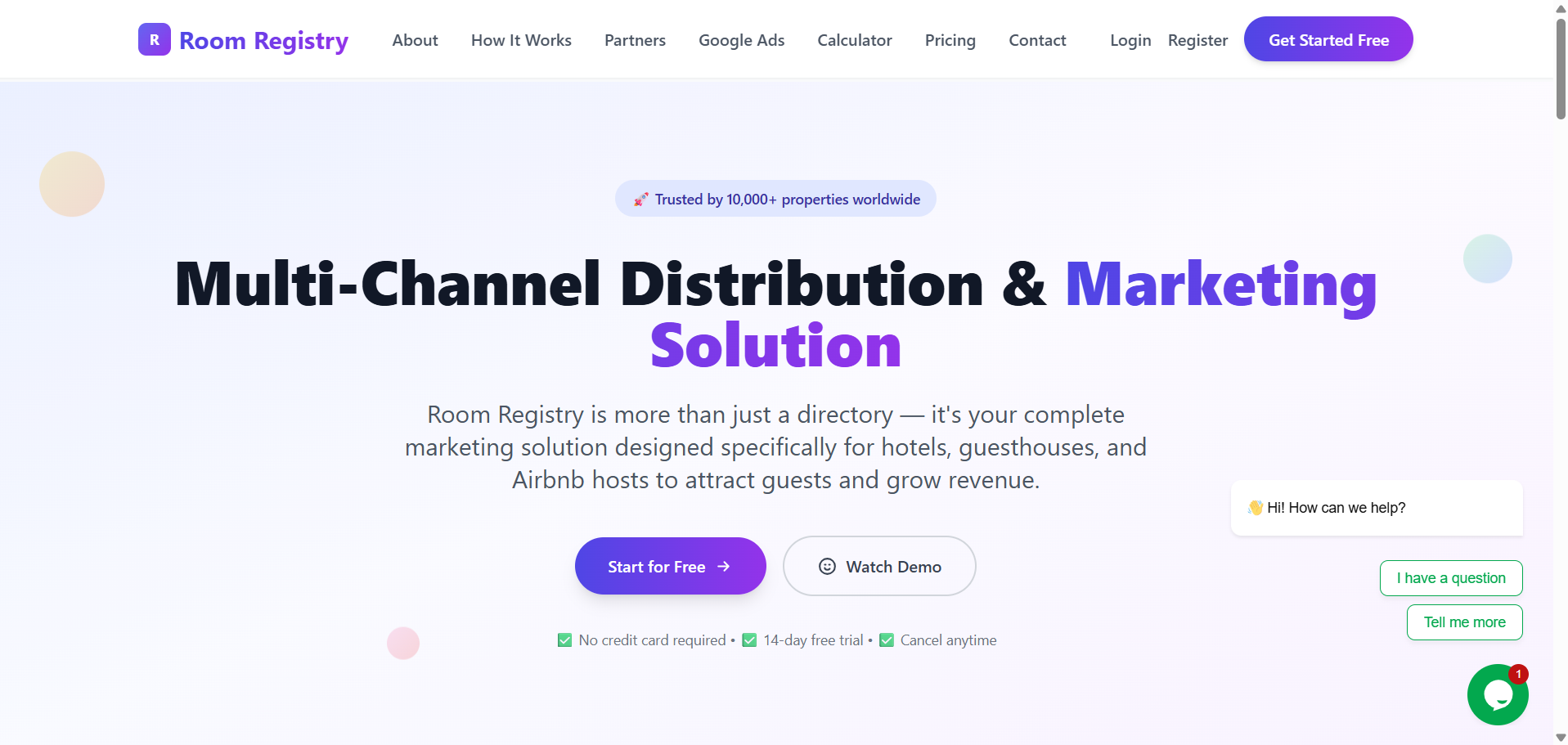 RoomRegistry website screenshot